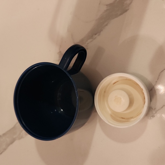 Vtg Blue Plastic 1.0 Liter Hot/Cold Beverage Thermos Limited w/ Handle England - Picture 5 of 5